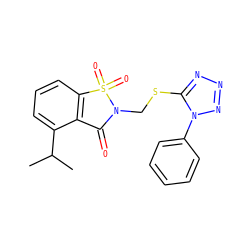 CC(C)c1cccc2c1C(=O)N(CSc1nnnn1-c1ccccc1)S2(=O)=O ZINC000000592185