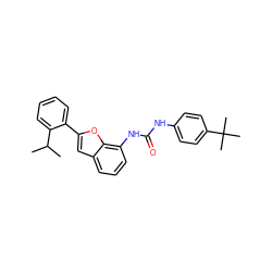 CC(C)c1ccccc1-c1cc2cccc(NC(=O)Nc3ccc(C(C)(C)C)cc3)c2o1 ZINC000053312351