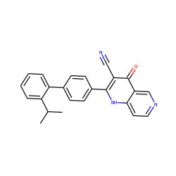 CC(C)c1ccccc1-c1ccc(-c2[nH]c3ccncc3c(=O)c2C#N)cc1 ZINC000073295809