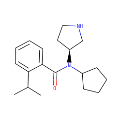 CC(C)c1ccccc1C(=O)N(C1CCCC1)[C@H]1CCNC1 ZINC000043016942