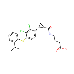 CC(C)c1ccccc1Sc1ccc([C@@H]2C[C@@H]2C(=O)NCCCC(=O)O)c(Cl)c1Cl ZINC000028094344