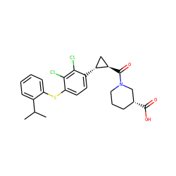 CC(C)c1ccccc1Sc1ccc([C@@H]2C[C@H]2C(=O)N2CCC[C@@H](C(=O)O)C2)c(Cl)c1Cl ZINC000003965936