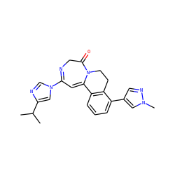 CC(C)c1cn(C2=NCC(=O)N3CCc4c(cccc4-c4cnn(C)c4)C3=C2)cn1 ZINC000149133741