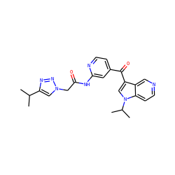 CC(C)c1cn(CC(=O)Nc2cc(C(=O)c3cn(C(C)C)c4ccncc34)ccn2)nn1 ZINC001772655840