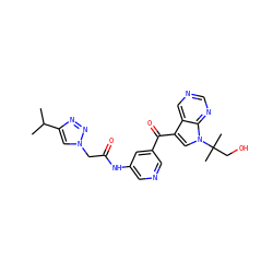 CC(C)c1cn(CC(=O)Nc2cncc(C(=O)c3cn(C(C)(C)CO)c4ncncc34)c2)nn1 ZINC000169707784