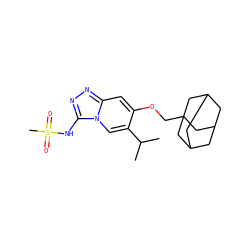 CC(C)c1cn2c(NS(C)(=O)=O)nnc2cc1OCC12CC3CC(CC(C3)C1)C2 ZINC000218020001