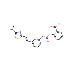 CC(C)c1csc(/C=C/c2cccc(NC(=O)Cc3ccccc3C(=O)O)c2)n1 ZINC000003799783