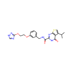 CC(C)c1csc2nc(C(=O)NCc3cccc(OCCOc4nc[nH]n4)c3)[nH]c(=O)c12 ZINC000114404114