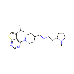 CC(C)c1csc2ncnc(N3CCC(CNCC[C@@H]4CCCN4C)CC3)c12 ZINC000146596145