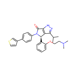 CC(C)c1n[nH]c2c1[C@@H](c1ccccc1OCCN(C)C)N(c1ccc(-c3ccsc3)cc1)C2=O ZINC000096177086