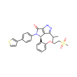 CC(C)c1n[nH]c2c1[C@@H](c1ccccc1OCCS(C)(=O)=O)N(c1ccc(-c3ccsc3)cc1)C2=O ZINC000096177252
