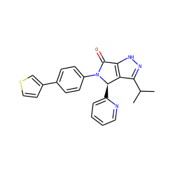 CC(C)c1n[nH]c2c1[C@@H](c1ccccn1)N(c1ccc(-c3ccsc3)cc1)C2=O ZINC000096177240
