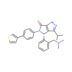 CC(C)c1n[nH]c2c1[C@H](c1ccccc1CN(C)C)N(c1ccc(-c3ccsc3)cc1)C2=O ZINC000096177092