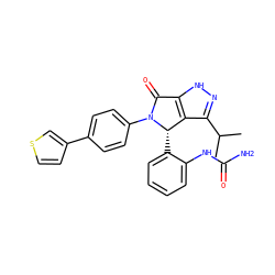 CC(C)c1n[nH]c2c1[C@H](c1ccccc1NC(N)=O)N(c1ccc(-c3ccsc3)cc1)C2=O ZINC000096177095