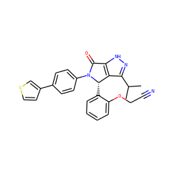 CC(C)c1n[nH]c2c1[C@H](c1ccccc1OCC#N)N(c1ccc(-c3ccsc3)cc1)C2=O ZINC000096177135