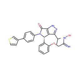CC(C)c1n[nH]c2c1[C@H](c1ccccc1OCC(=N)NO)N(c1ccc(-c3ccsc3)cc1)C2=O ZINC000096177193