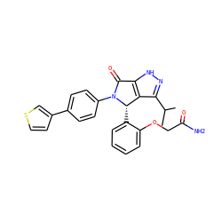 CC(C)c1n[nH]c2c1[C@H](c1ccccc1OCC(N)=O)N(c1ccc(-c3ccsc3)cc1)C2=O ZINC000096177058