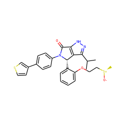 CC(C)c1n[nH]c2c1[C@H](c1ccccc1OCC[S@@+](C)[O-])N(c1ccc(-c3ccsc3)cc1)C2=O ZINC000096177088