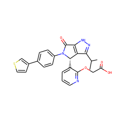 CC(C)c1n[nH]c2c1[C@H](c1cccnc1OCC(=O)O)N(c1ccc(-c3ccsc3)cc1)C2=O ZINC000096177060