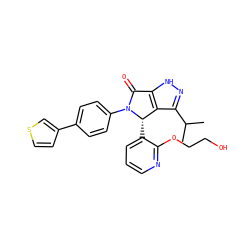 CC(C)c1n[nH]c2c1[C@H](c1cccnc1OCCO)N(c1ccc(-c3ccsc3)cc1)C2=O ZINC000096177053