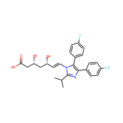CC(C)c1nc(-c2ccc(F)cc2)c(-c2ccc(F)cc2)n1/C=C/[C@@H](O)C[C@@H](O)CC(=O)O ZINC000169347956