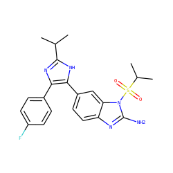 CC(C)c1nc(-c2ccc(F)cc2)c(-c2ccc3nc(N)n(S(=O)(=O)C(C)C)c3c2)[nH]1 ZINC000013641294