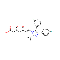 CC(C)c1nc(-c2ccc(F)cc2)c(-c2cccc(Cl)c2)n1/C=C/[C@@H](O)C[C@@H](O)CC(=O)O ZINC000013833958