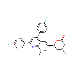 CC(C)c1nc(-c2ccc(F)cc2)cc(-c2ccc(F)cc2)c1/C=C/[C@@H]1C[C@@H](O)CC(=O)O1 ZINC000027703832
