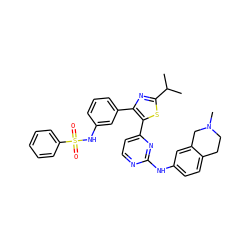 CC(C)c1nc(-c2cccc(NS(=O)(=O)c3ccccc3)c2)c(-c2ccnc(Nc3ccc4c(c3)CN(C)CC4)n2)s1 ZINC000072176153