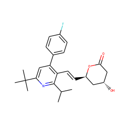 CC(C)c1nc(C(C)(C)C)cc(-c2ccc(F)cc2)c1/C=C/[C@@H]1C[C@@H](O)CC(=O)O1 ZINC000027655214