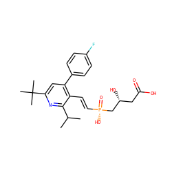 CC(C)c1nc(C(C)(C)C)cc(-c2ccc(F)cc2)c1/C=C/[P@](=O)(O)C[C@H](O)CC(=O)O ZINC000026675380