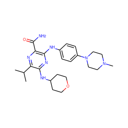 CC(C)c1nc(C(N)=O)c(Nc2ccc(N3CCN(C)CC3)cc2)nc1NC1CCOCC1 ZINC000113477095