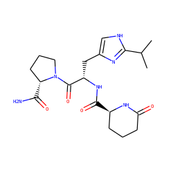CC(C)c1nc(C[C@H](NC(=O)[C@@H]2CCCC(=O)N2)C(=O)N2CCC[C@H]2C(N)=O)c[nH]1 ZINC000028639542