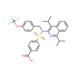 CC(C)c1nc(N(Cc2ccc(OC(F)(F)F)cc2)S(=O)(=O)c2ccc(C(=O)O)cc2)c(C(C)C)c2ccccc12 ZINC000261151032