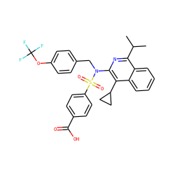 CC(C)c1nc(N(Cc2ccc(OC(F)(F)F)cc2)S(=O)(=O)c2ccc(C(=O)O)cc2)c(C2CC2)c2ccccc12 ZINC000261178326