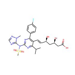 CC(C)c1nc(N(c2ncnn2C)S(C)(=O)=O)nc(-c2ccc(F)cc2)c1/C=C/[C@@H](O)C[C@@H](O)CC(=O)O ZINC000014978050