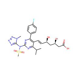 CC(C)c1nc(N(c2nnnn2C)S(C)(=O)=O)nc(-c2ccc(F)cc2)c1/C=C/[C@@H](O)C[C@@H](O)CC(=O)O ZINC000014978042