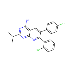 CC(C)c1nc(N)c2cc(-c3ccc(Cl)cc3)c(-c3ccccc3Cl)nc2n1 ZINC000040878058