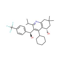 CC(C)c1nc2c(c(C3CCCCC3)c1[C@@H](O)c1ccc(C(F)(F)F)cc1)[C@@H](O)CC(C)(C)C2 ZINC000049033109