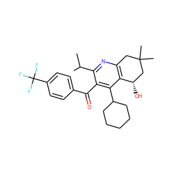 CC(C)c1nc2c(c(C3CCCCC3)c1C(=O)c1ccc(C(F)(F)F)cc1)[C@@H](O)CC(C)(C)C2 ZINC000049053402