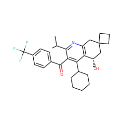 CC(C)c1nc2c(c(C3CCCCC3)c1C(=O)c1ccc(C(F)(F)F)cc1)[C@@H](O)CC1(CCC1)C2 ZINC000049109782