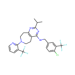 CC(C)c1nc2c(c(NCc3ccc(Cl)c(C(F)(F)F)c3)n1)CCN(c1ncccc1C(F)(F)F)CC2 ZINC000146701932