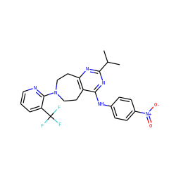 CC(C)c1nc2c(c(Nc3ccc([N+](=O)[O-])cc3)n1)CCN(c1ncccc1C(F)(F)F)CC2 ZINC000144984522