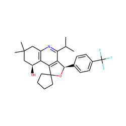 CC(C)c1nc2c(c3c1[C@@H](c1ccc(C(F)(F)F)cc1)OC31CCCC1)[C@@H](O)CC(C)(C)C2 ZINC000114341770