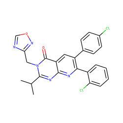 CC(C)c1nc2nc(-c3ccccc3Cl)c(-c3ccc(Cl)cc3)cc2c(=O)n1Cc1ncon1 ZINC000040395370