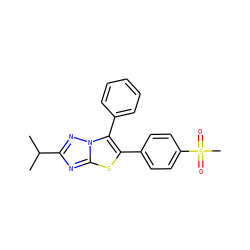 CC(C)c1nc2sc(-c3ccc(S(C)(=O)=O)cc3)c(-c3ccccc3)n2n1 ZINC000027703980