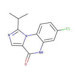 CC(C)c1ncc2c(=O)[nH]c3cc(Cl)ccc3n12 ZINC000043196337
