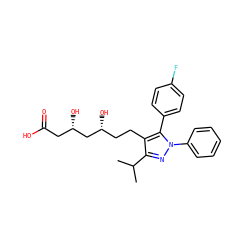CC(C)c1nn(-c2ccccc2)c(-c2ccc(F)cc2)c1CC[C@@H](O)C[C@@H](O)CC(=O)O ZINC000013456077