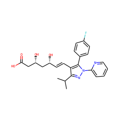 CC(C)c1nn(-c2ccccn2)c(-c2ccc(F)cc2)c1/C=C/[C@@H](O)C[C@@H](O)CC(=O)O ZINC000013861075