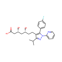 CC(C)c1nn(-c2ccccn2)c(-c2ccc(F)cc2)c1CC[C@@H](O)C[C@@H](O)CC(=O)O ZINC000026186897